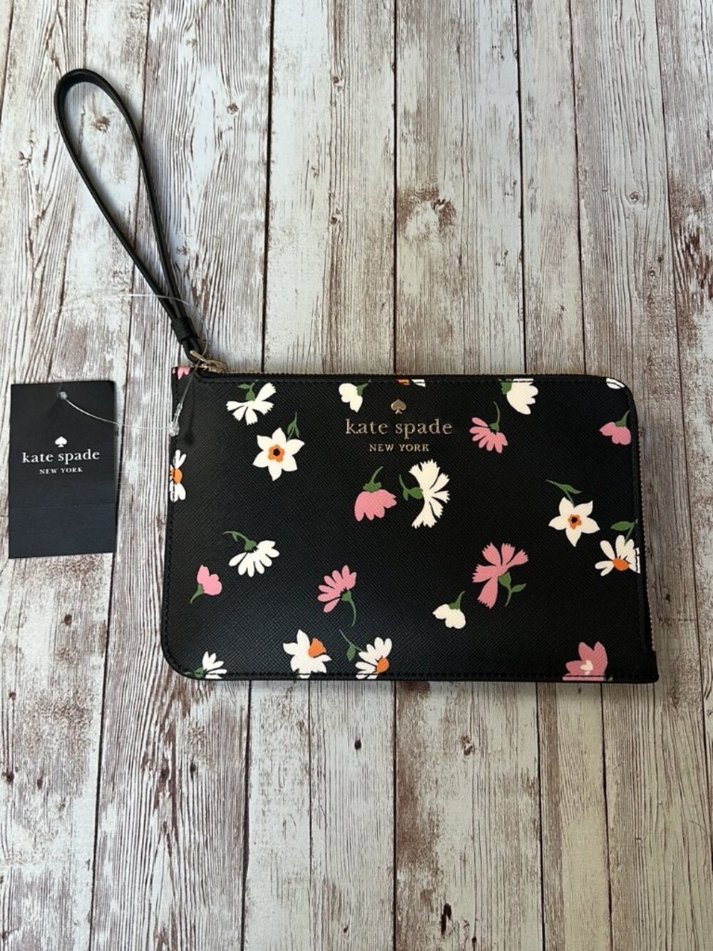 NWT Kate Spade New York Lucy Floral Waltz Medium L-zip Wristlet Purse Cocktail
